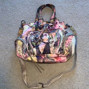 diesel print nylon messenger purse
